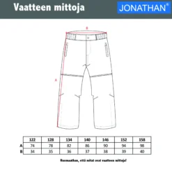 Jonathan softshell-housut, D-mitoitus