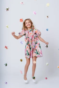 Mingnelin puuvillasatiinimekko, Pink Lily