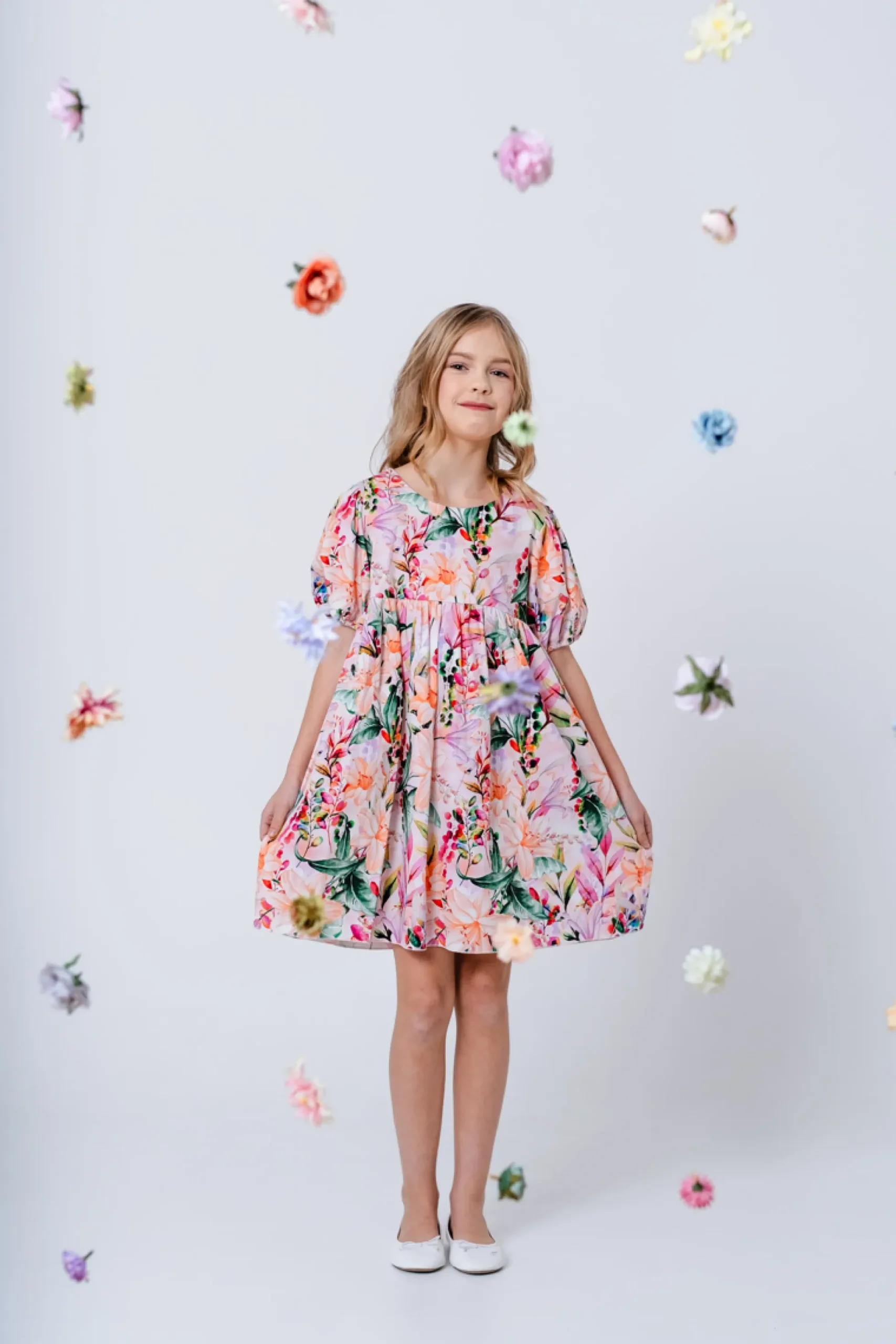 Mingnelin puuvillasatiinimekko, Pink Lily