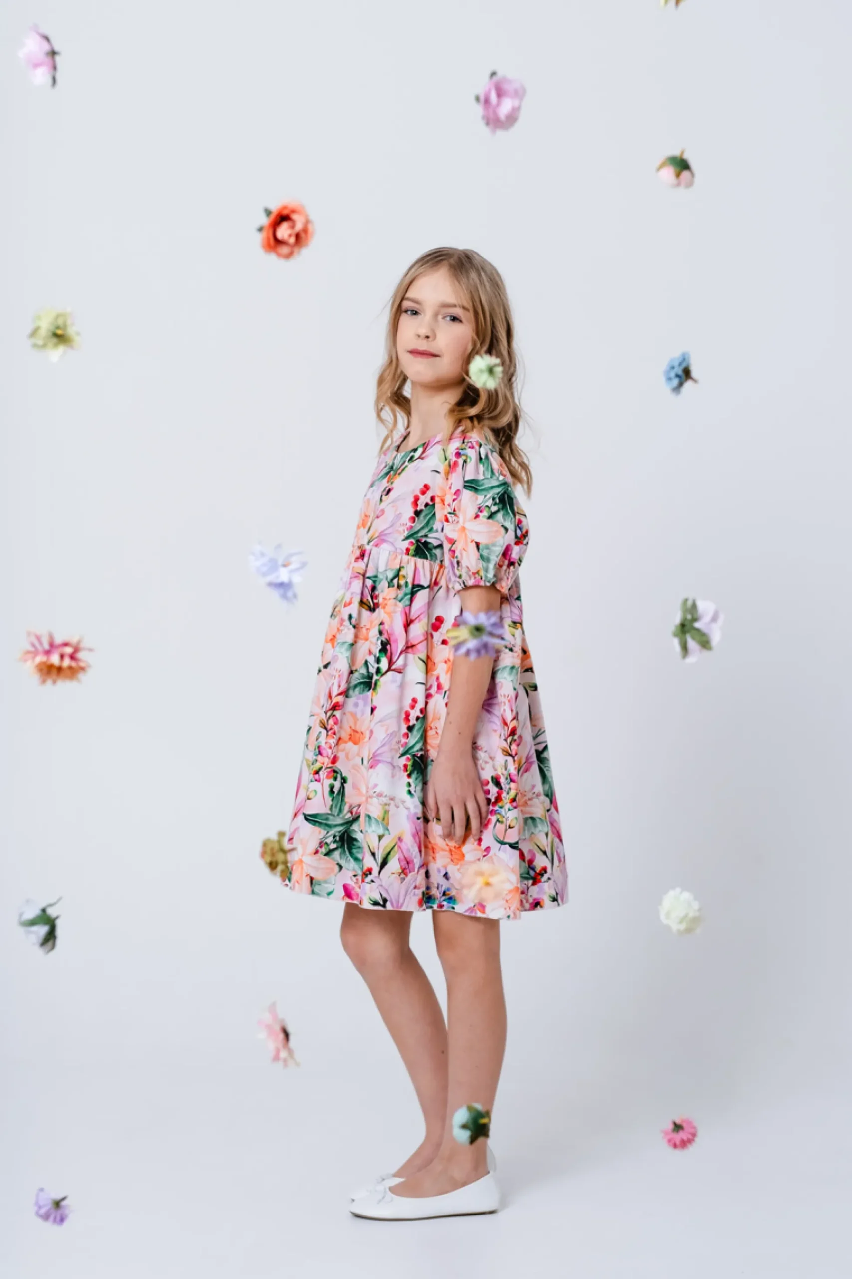 Mingnelin puuvillasatiinimekko, Pink Lily