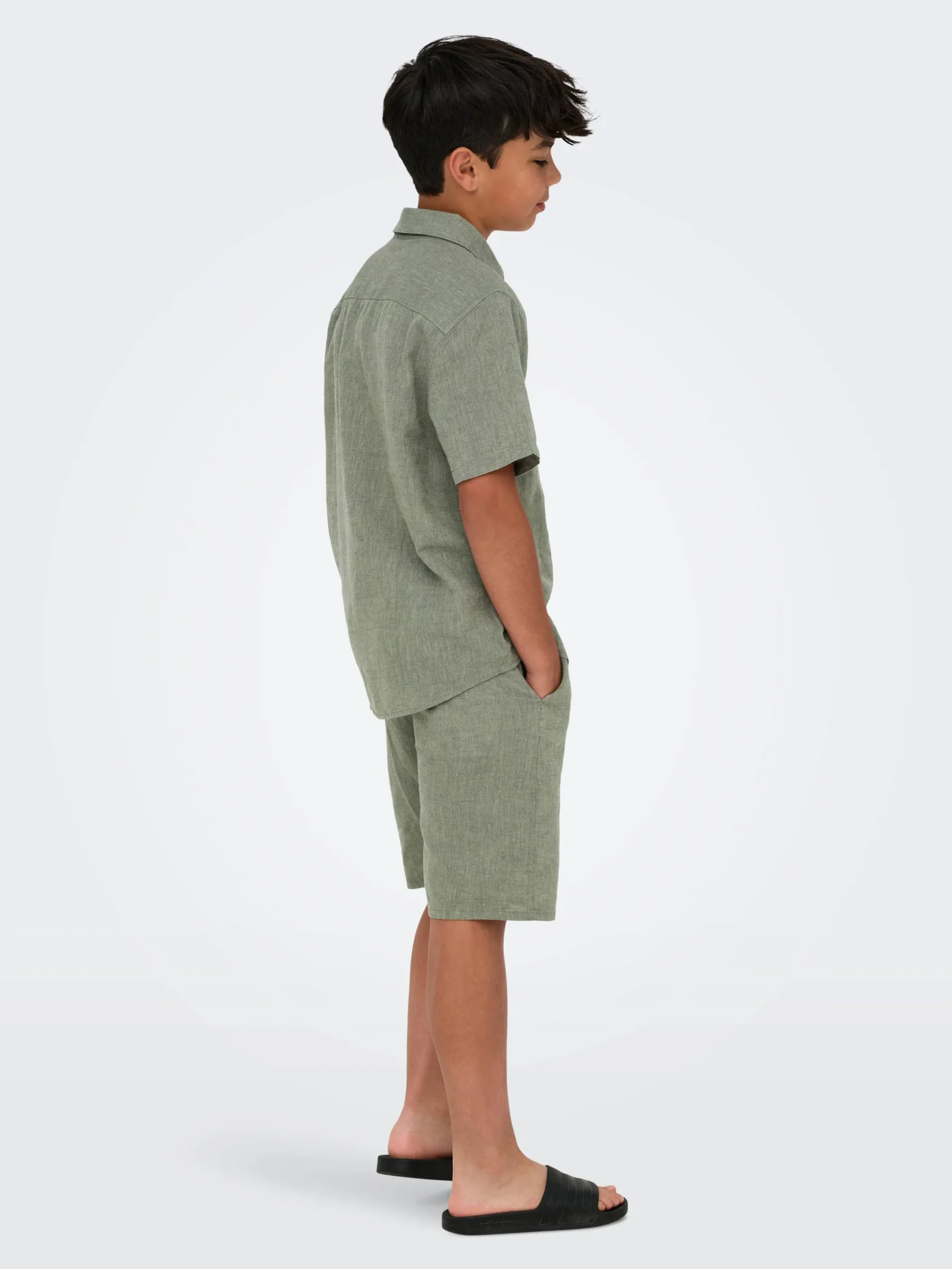 Only & Sons Caiden pellavakauluspaita, Swamp