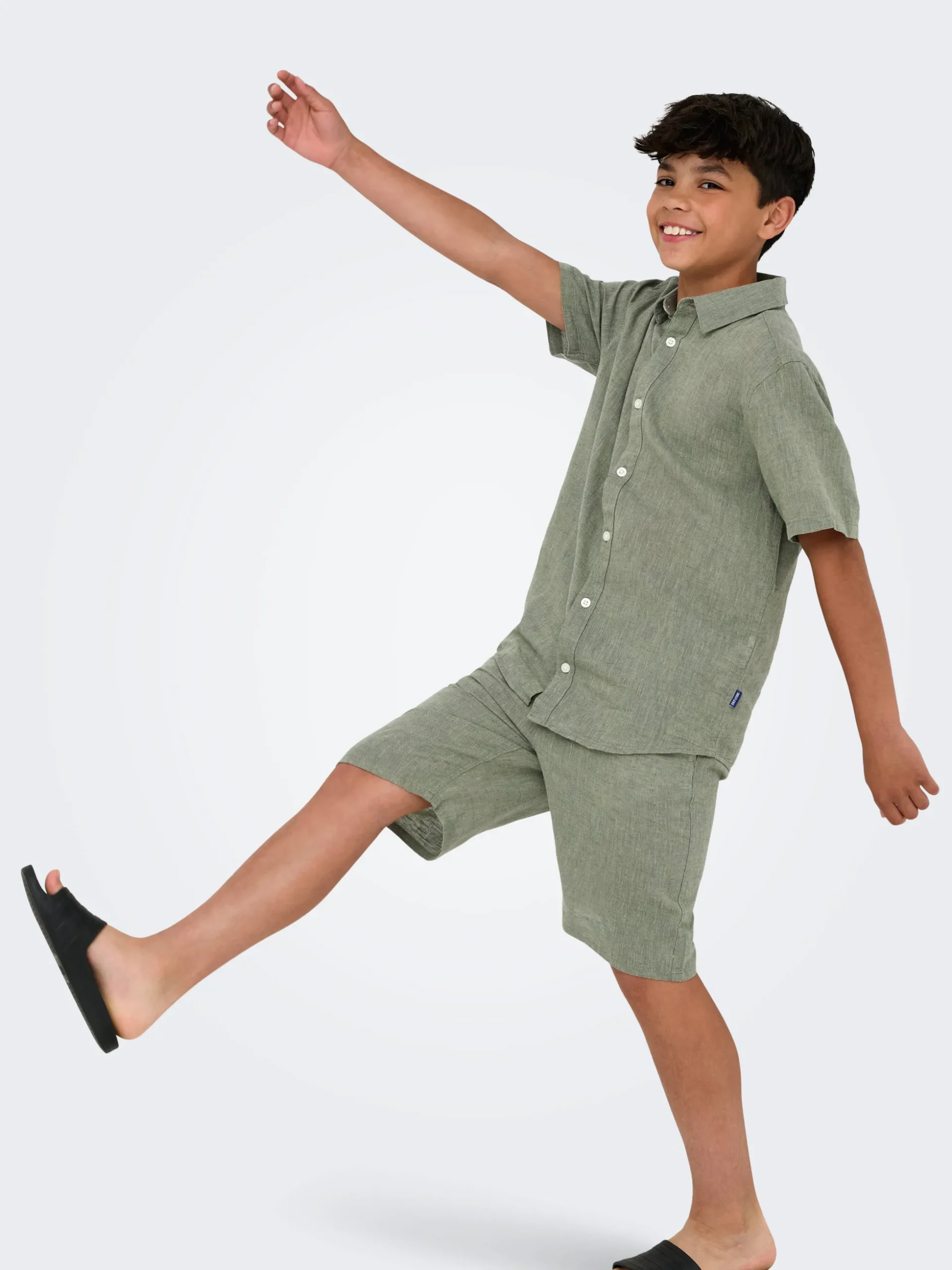 Only & Sons Caiden pellavakauluspaita, Swamp